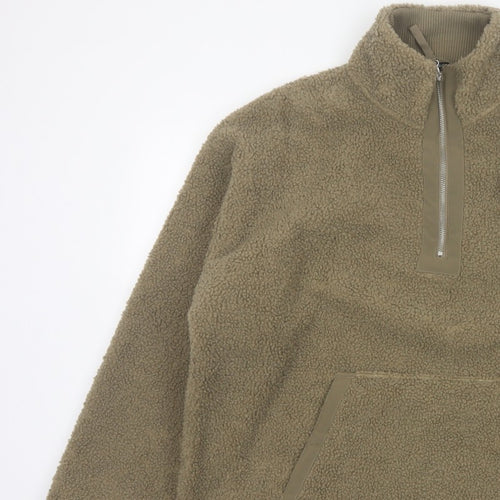 George Men’s Green L Sherpa Fleece 1/4 Zip Pullover Sweatshirt
