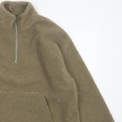 George Men’s Green L Sherpa Fleece 1/4 Zip Pullover Sweatshirt