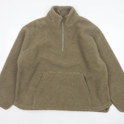 George Men’s Green L Sherpa Fleece 1/4 Zip Pullover Sweatshirt