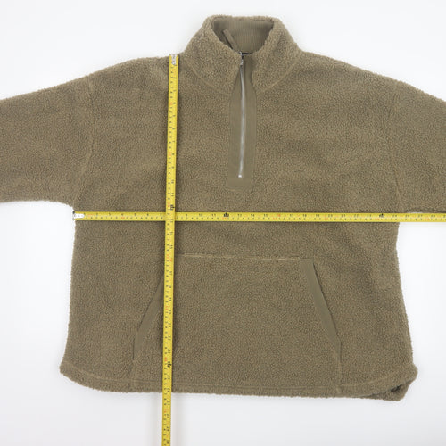 George Men’s Green L Sherpa Fleece 1/4 Zip Pullover Sweatshirt