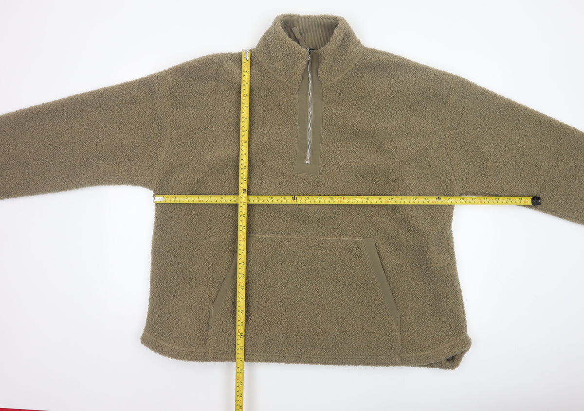 George Men’s Green L Sherpa Fleece 1/4 Zip Pullover Sweatshirt