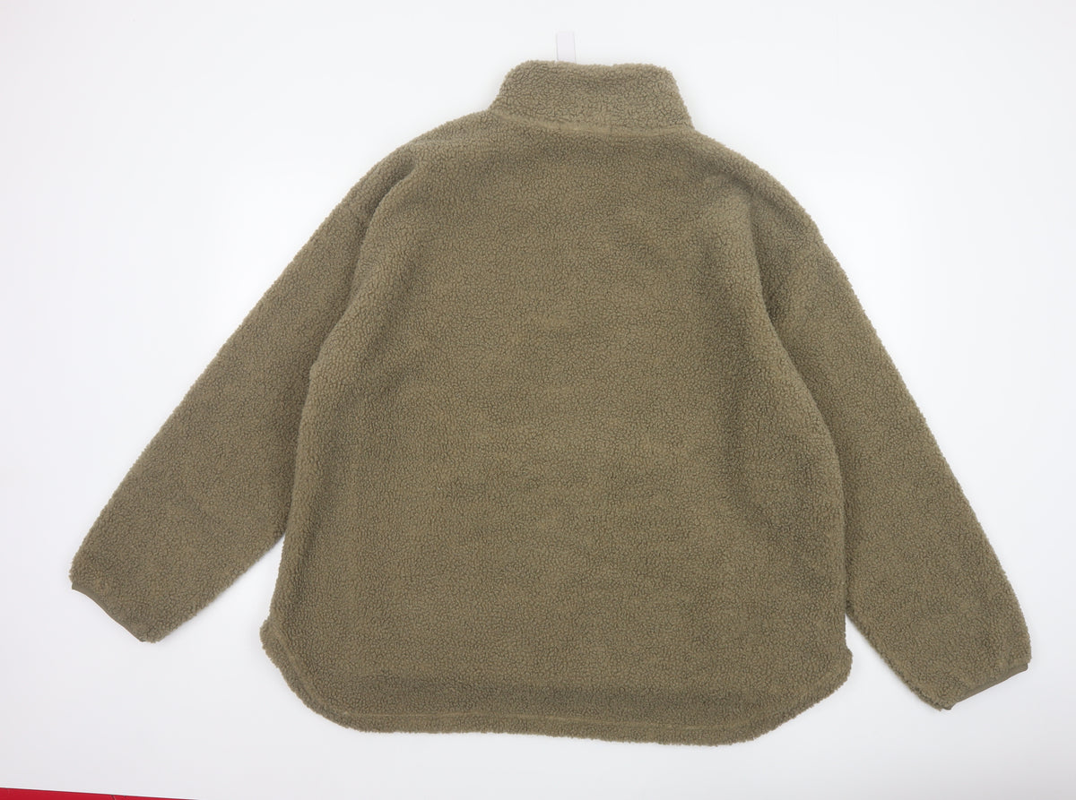 George Men’s Green L Sherpa Fleece 1/4 Zip Pullover Sweatshirt
