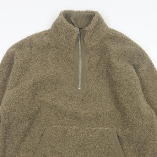 George Men’s Green L Sherpa Fleece 1/4 Zip Pullover Sweatshirt
