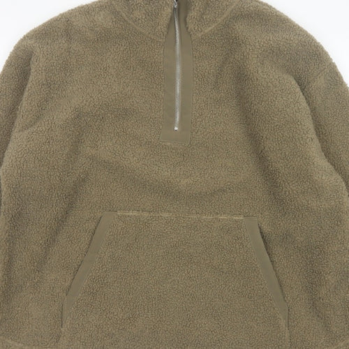 George Men’s Green L Sherpa Fleece 1/4 Zip Pullover Sweatshirt