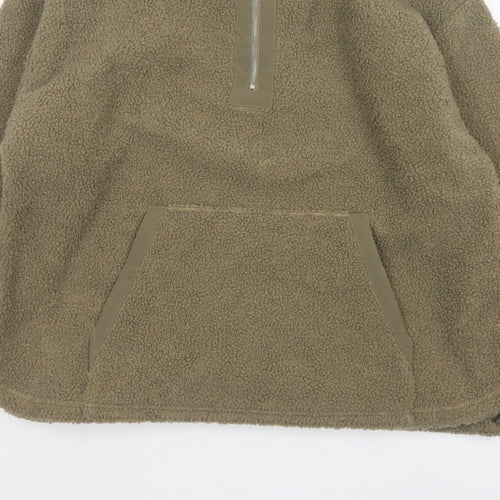George Men’s Green L Sherpa Fleece 1/4 Zip Pullover Sweatshirt