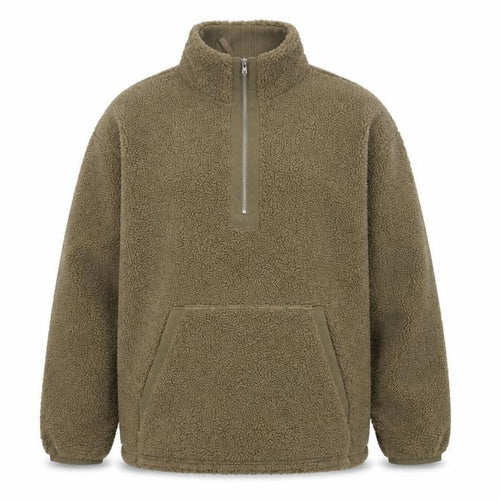 George Men’s Green L Sherpa Fleece 1/4 Zip Pullover Sweatshirt