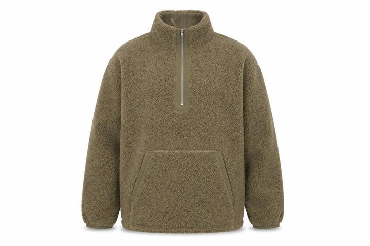 George Men’s Green L Sherpa Fleece 1/4 Zip Pullover Sweatshirt
