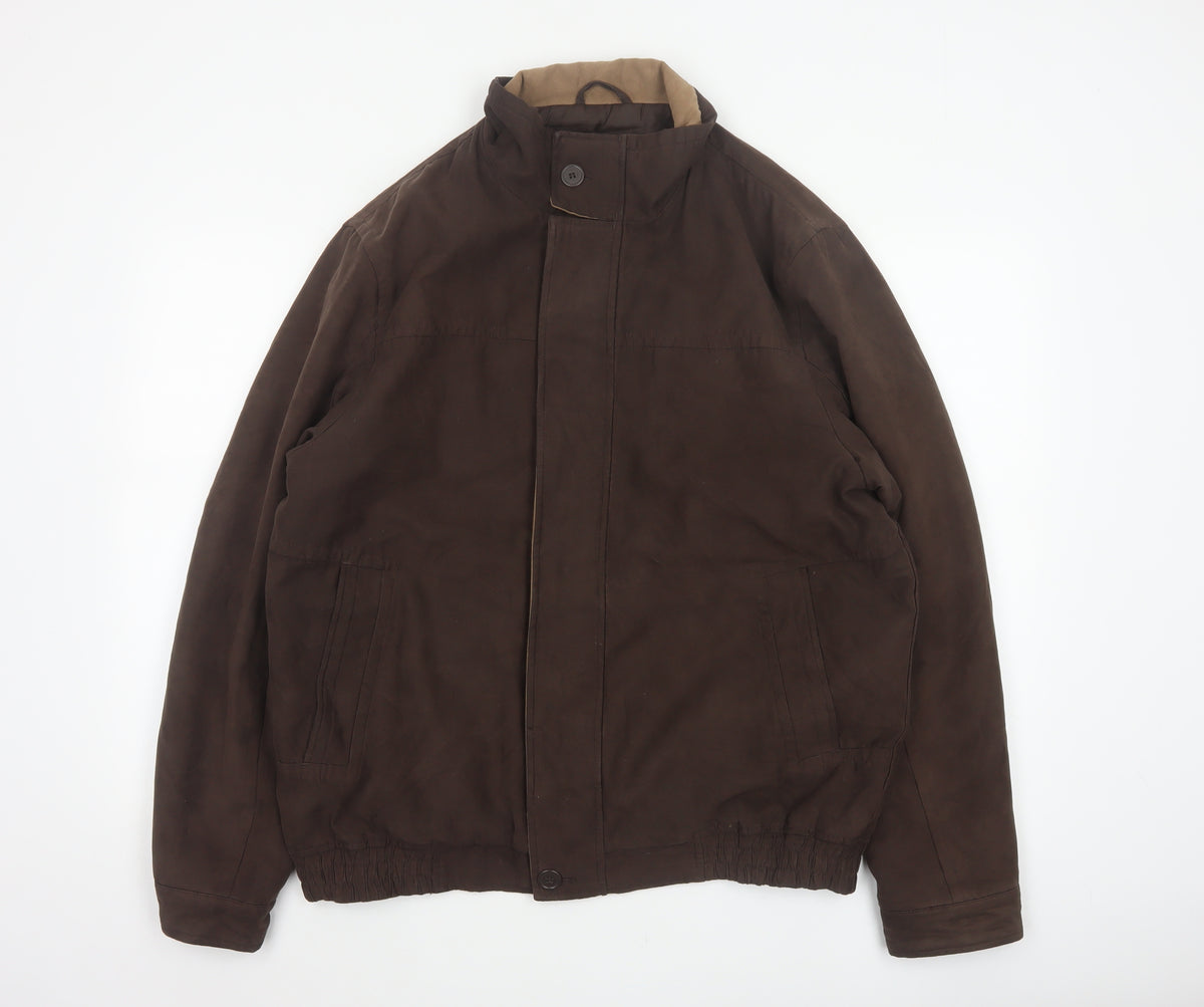 Bhs Women’s Brown Medium Basic Jacket Full Zip Lined Collared