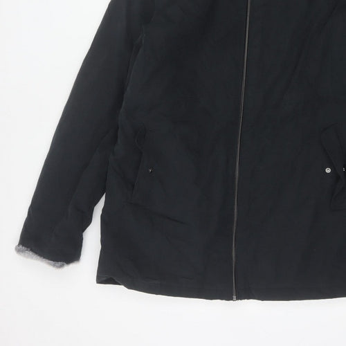 Bonmarché Women’s Black Size 18 Hooded Faux Fur Lined Parka Jacket