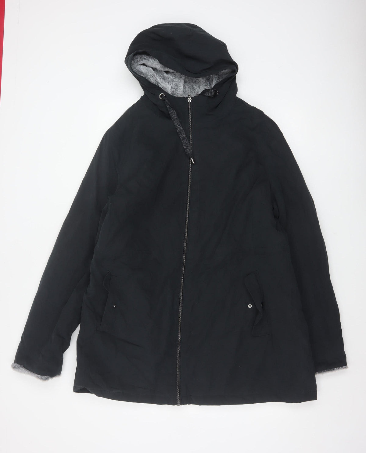 Bonmarché Women’s Black Size 18 Hooded Faux Fur Lined Parka Jacket