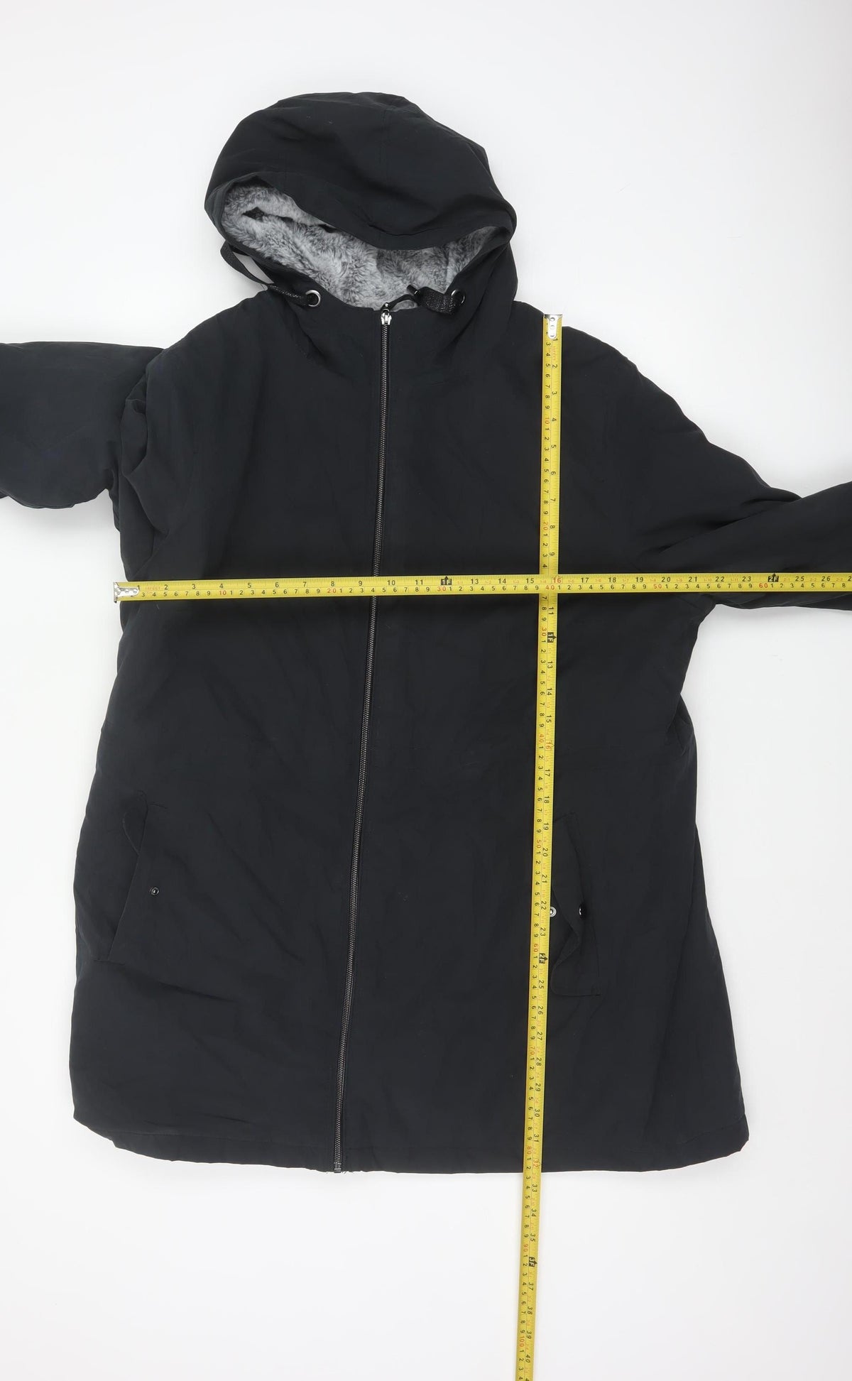 Bonmarché Women’s Black Size 18 Hooded Faux Fur Lined Parka Jacket