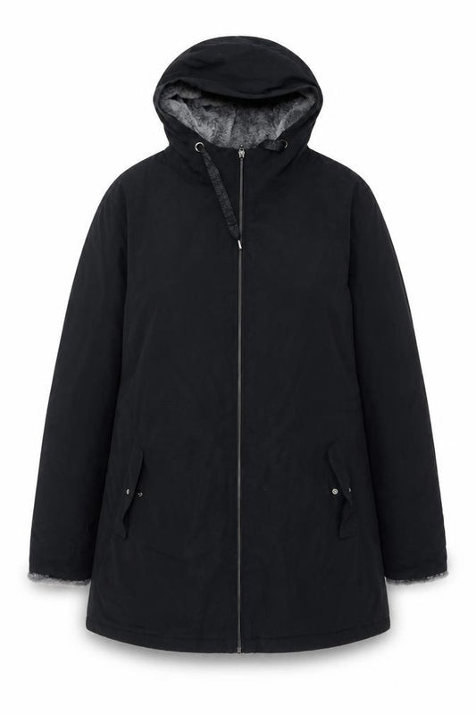 Bonmarché Women’s Black Size 18 Hooded Faux Fur Lined Parka Jacket