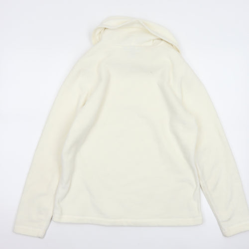 Lands' End Women Ivory M Fleece Cowl Neck Pullover Sweatshirt Stretch