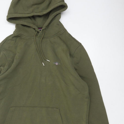 GANT Men’s Green L Pullover Hoodie Logo Kangaroo Pocket