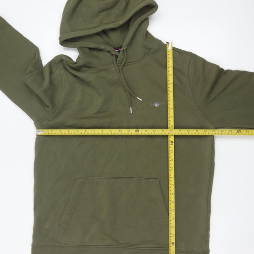 GANT Men’s Green L Pullover Hoodie Logo Kangaroo Pocket