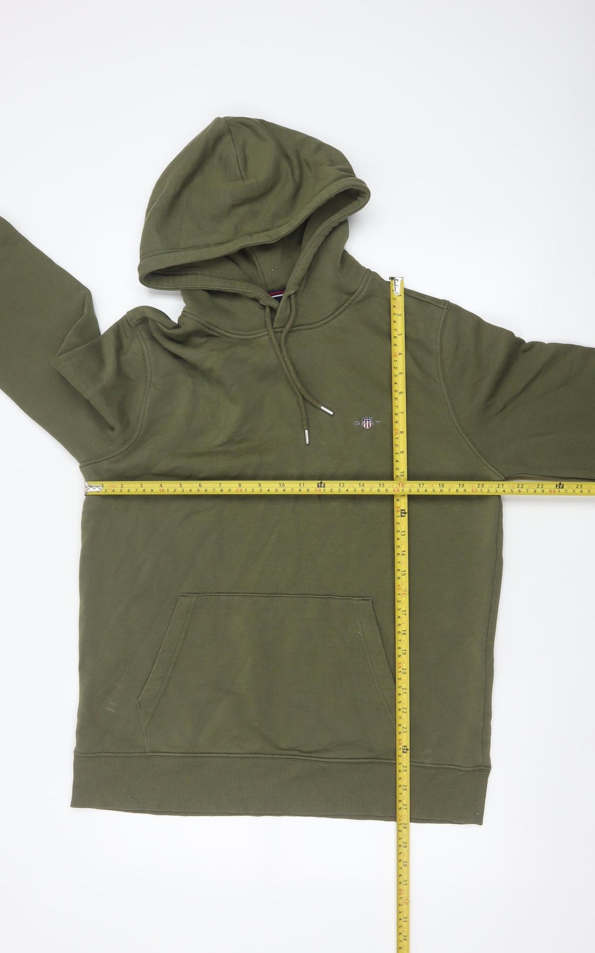 GANT Men’s Green L Pullover Hoodie Logo Kangaroo Pocket