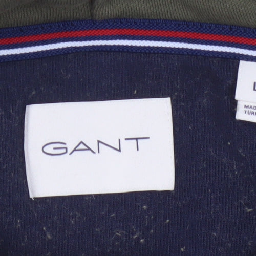 GANT Men’s Green L Pullover Hoodie Logo Kangaroo Pocket