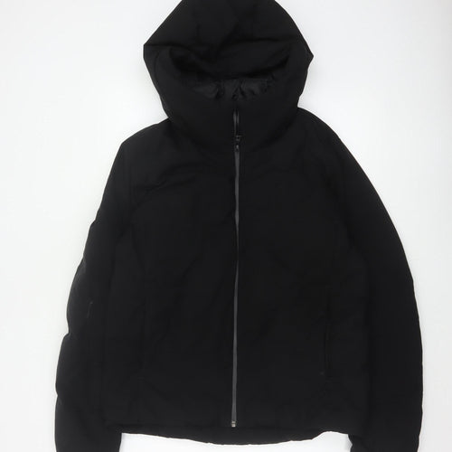 Uniqlo Women Black S Hooded Down Puffer Jacket Windproof