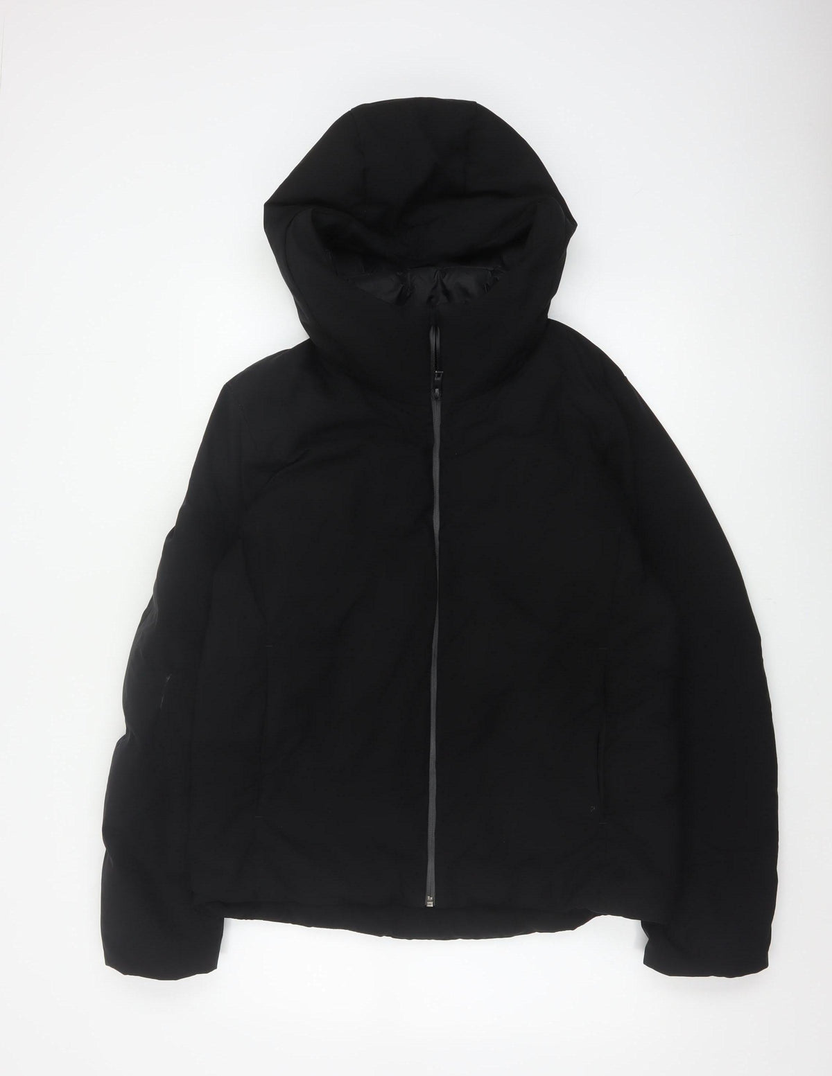 Uniqlo Women Black S Hooded Down Puffer Jacket Windproof