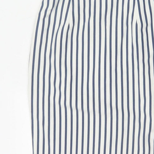 Oasis Women’s Blue White Striped UK 10 Pencil Knee Length Dress