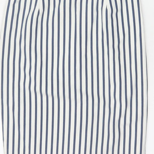 Oasis Women’s Blue White Striped UK 10 Pencil Knee Length Dress