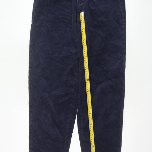 Per Una Women’s Navy Blue Corduroy Tapered Trousers Size 8