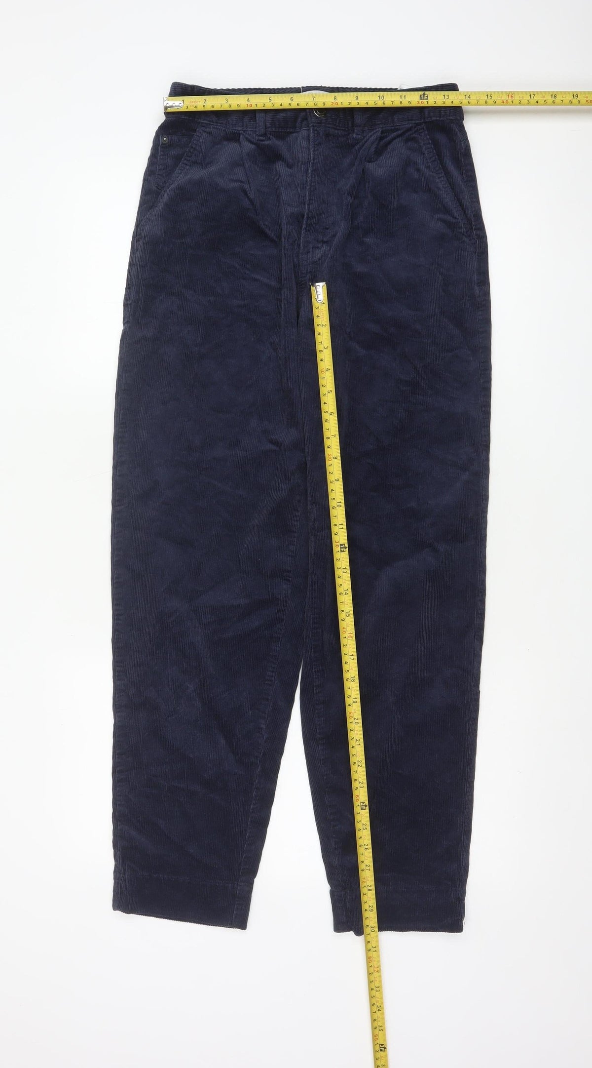 Per Una Women’s Navy Blue Corduroy Tapered Trousers Size 8