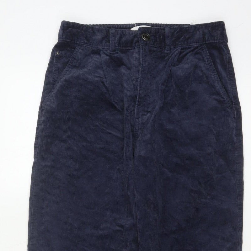 Per Una Women’s Navy Blue Corduroy Tapered Trousers Size 8