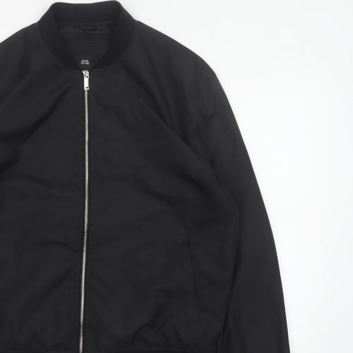 River Island Men’s Black XL Bomber Jacket Full Zip Lined