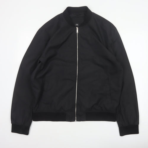 River Island Men’s Black XL Bomber Jacket Full Zip Lined