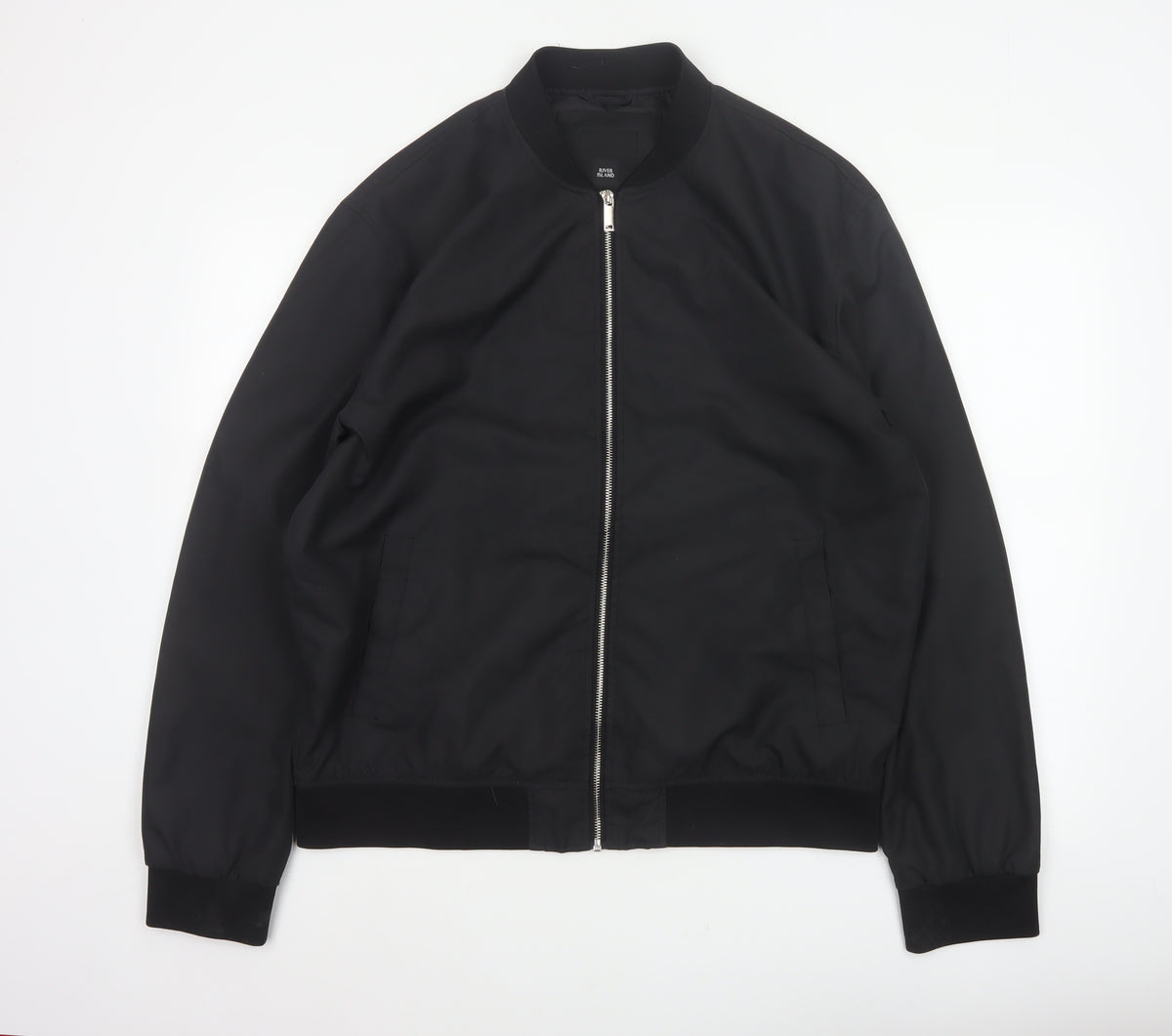 River Island Men’s Black XL Bomber Jacket Full Zip Lined