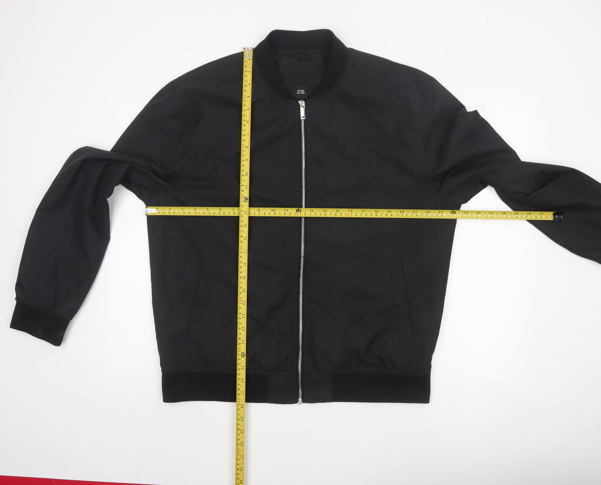 River Island Men’s Black XL Bomber Jacket Full Zip Lined