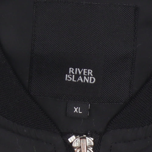 River Island Men’s Black XL Bomber Jacket Full Zip Lined
