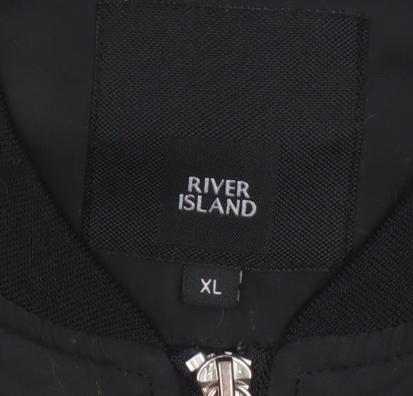 River Island Men’s Black XL Bomber Jacket Full Zip Lined