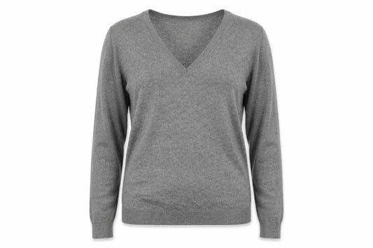 Marks and Spencer Women Grey UK 12 Cashmere Angora V-Neck Jumper