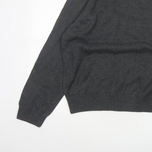 Tommy Hilfiger Men’s Grey Cotton Crew Neck Logo Pullover Jumper XL
