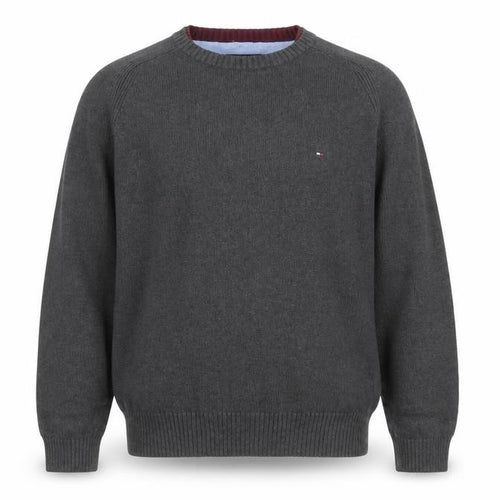 Tommy Hilfiger Men’s Grey Cotton Crew Neck Logo Pullover Jumper XL