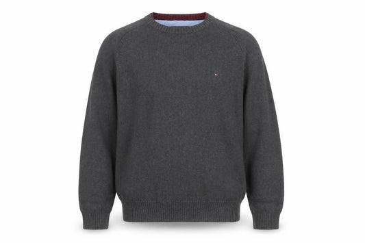 Tommy Hilfiger Men’s Grey Cotton Crew Neck Logo Pullover Jumper XL