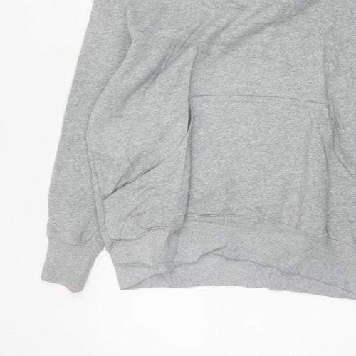 Nike Men's Grey Small Swoosh Pullover Hoodie Sports Logo