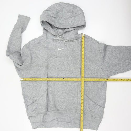 Nike Men's Grey Small Swoosh Pullover Hoodie Sports Logo