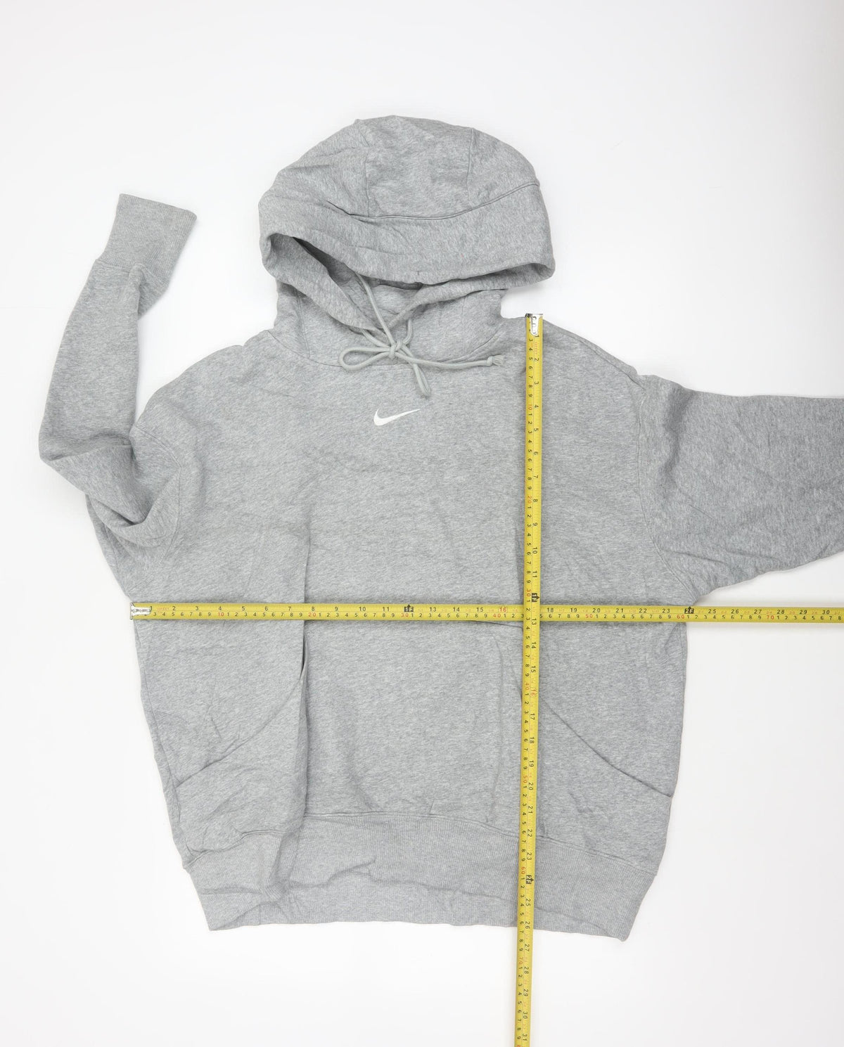 Nike Men's Grey Small Swoosh Pullover Hoodie Sports Logo