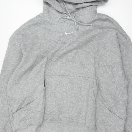 Nike Men's Grey Small Swoosh Pullover Hoodie Sports Logo