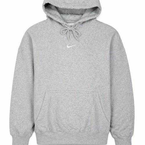 Nike Men's Grey Small Swoosh Pullover Hoodie Sports Logo