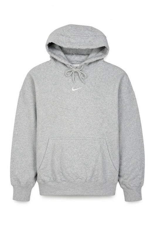 Nike Men's Grey Small Swoosh Pullover Hoodie Sports Logo