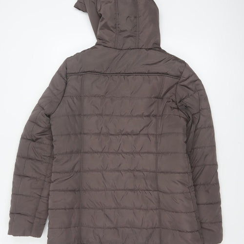 Maine New England Women’s Brown UK 14 Hooded Quilted Puffer Jacket
