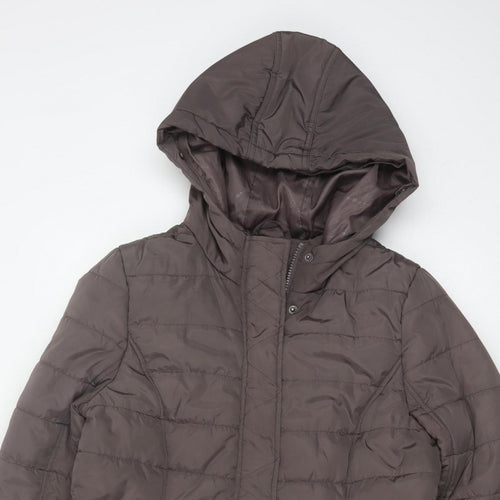 Maine New England Women’s Brown UK 14 Hooded Quilted Puffer Jacket