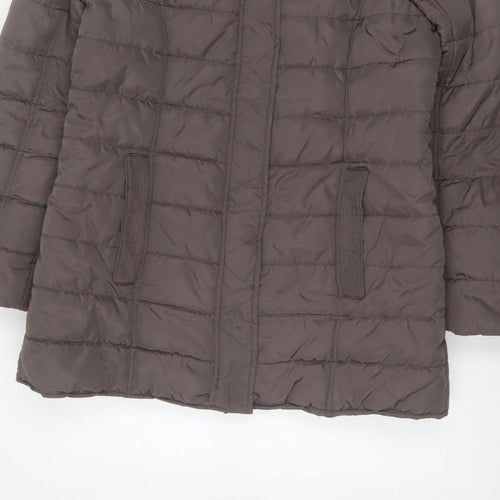 Maine New England Women’s Brown UK 14 Hooded Quilted Puffer Jacket