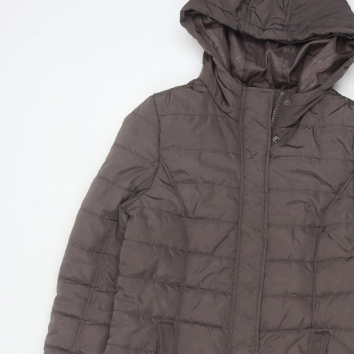 Maine New England Women’s Brown UK 14 Hooded Quilted Puffer Jacket