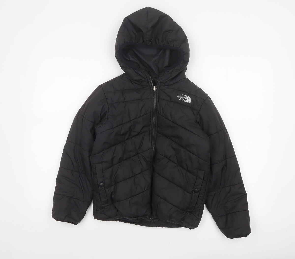 The North Face Boys Black M Hooded Quilted Puffer Jacket