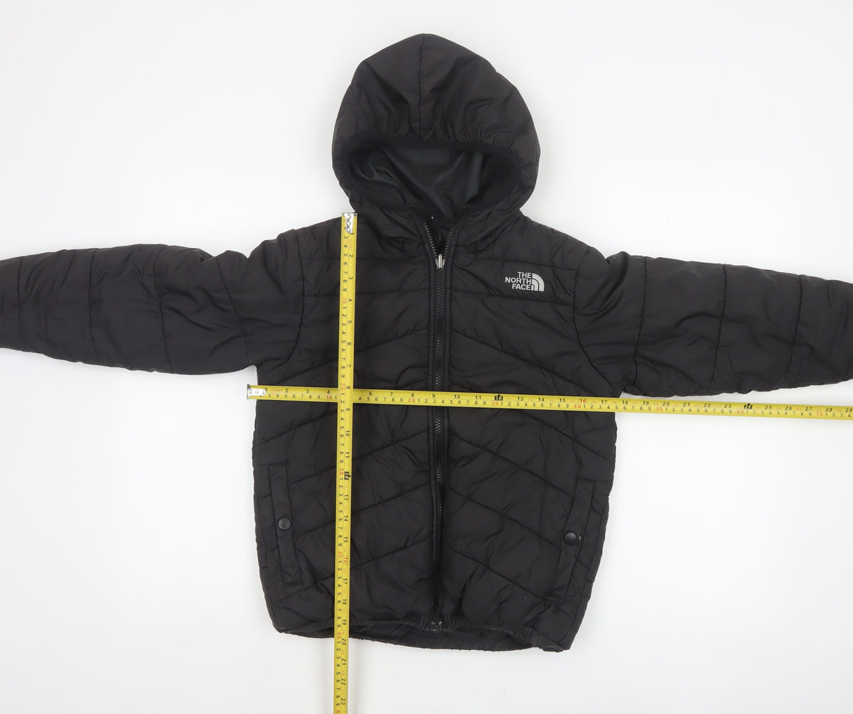 The North Face Boys Black M Hooded Quilted Puffer Jacket